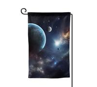 Drapeau de jardin de bienvenue pour l'extérieur - 31,8 x 45,7 cm - Double face résistant aux intempéries - Drapeau vertical de lune, d'étoiles et de planètes - Pour ferme, extérieur, pelouse, terrasse