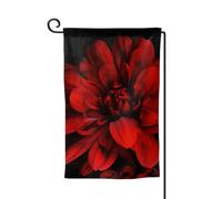 Drapeau de jardin de bienvenue pour l'extérieur - 31,8 x 45,7 cm - Double face - Résistant aux intempéries - Fleur rouge sur fond noir - Pour décoration de ferme, extérieur, pelouse, terrasse