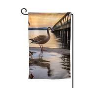 Drapeau de jardin de bienvenue pour l'extérieur - 31,8 x 45,7 cm - Double face résistant aux intempéries - Drapeau vertical d'oie sauvage au bord du pont - Pour ferme, extérieur, pelouse, terrasse