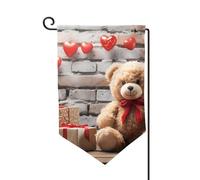 Drapeau de jardin de bienvenue pour l'extérieur - 31,8 x 45,7 cm - Double face - Résistant aux intempéries - Ours mignon - Cadeau de Saint-Valentin - Drapeau vertical pour ferme, extérieur, pelouse