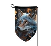 Drapeau de jardin de bienvenue pour l'extérieur - 31,8 x 45,7 cm - Double face - Résistant aux intempéries - Feuilles d'automne et loup - Drapeaux verticaux pour ferme, extérieur, pelouse, terrasse