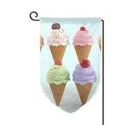 Drapeau de jardin de bienvenue pour l'extérieur - 31,8 x 45,7 cm - Double face - Résistant aux intempéries - Cônes de crème glacée - Drapeaux verticaux pour ferme, extérieur, pelouse, terrasse