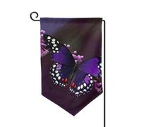 Drapeau de jardin de bienvenue pour l'extérieur - 31,8 x 45,7 cm - Double face - Résistant aux intempéries - Violet - Papillon - Pour ferme, extérieur, pelouse, terrasse