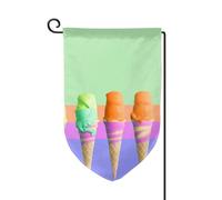 Drapeau de jardin de bienvenue pour l'extérieur - 31,8 x 45,7 cm - Double face - Résistant aux intempéries - Motif crème glacée - Dégradé arc-en-ciel - Pour ferme, extérieur, pelouse, terrasse