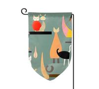 Drapeau de jardin de bienvenue pour l'extérieur - 31,8 x 45,7 cm - Double face - Résistant aux intempéries - Art moderne - Motif chats - Pour ferme, extérieur, pelouse, terrasse