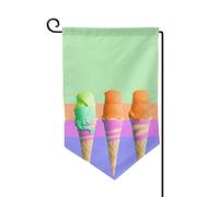 Drapeau de jardin de bienvenue pour l'extérieur - 31,8 x 45,7 cm - Double face - Résistant aux intempéries - Motif crème glacée - Dégradé arc-en-ciel - Pour ferme, extérieur, pelouse, terrasse