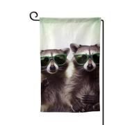 Drapeau de jardin de bienvenue pour l'extérieur - 31,8 x 45,7 cm - Double face résistant aux intempéries - Drapeau vertical amusant - Raton laveur vert - Pour ferme, extérieur, pelouse, terrasse