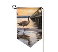 Drapeau de jardin de bienvenue pour l'extérieur - 31,8 x 45,7 cm - Double face résistant aux intempéries - Drapeau vertical d'oie sauvage au bord du pont - Pour ferme, extérieur, pelouse, terrasse