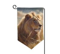 Drapeau de jardin de bienvenue pour l'extérieur - 31,8 x 45,7 cm - Double face - Résistant aux intempéries - Lion de prairie - Drapeau vertical pour ferme, extérieur, pelouse, terrasse