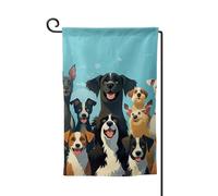 Drapeau de jardin de bienvenue pour l'extérieur - 31,8 x 45,7 cm - Double face résistant aux intempéries - Un grand groupe de chiens - Drapeaux verticaux pour ferme, extérieur, pelouse, terrasse