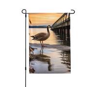 Drapeau de jardin de bienvenue pour l'extérieur - 71,1 x 101,6 cm - Double face résistant aux intempéries - Drapeau vertical d'oie sauvage au bord du pont - Pour ferme, extérieur, pelouse, terrasse