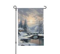 Drapeau de jardin de bienvenue pour l'extérieur - 71,1 x 101,6 cm - Double face - Résistant aux intempéries - Scène de neige - Drapeaux verticaux pour ferme, extérieur, pelouse, terrasse
