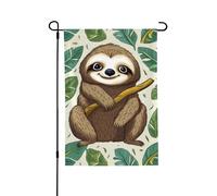 Drapeau de jardin de bienvenue pour l'extérieur - 71,1 x 101,6 cm - Double face résistant aux intempéries - Adorable paresseux vertical pour ferme, extérieur, pelouse, terrasse