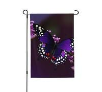 Drapeau de jardin de bienvenue pour l'extérieur - 71,1 x 101,6 cm - Double face - Résistant aux intempéries - Violet - Papillon - Pour ferme, extérieur, pelouse, terrasse