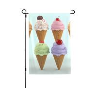 Drapeau de jardin de bienvenue pour l'extérieur - 71,1 x 101,6 cm - Double face - Résistant aux intempéries - Cônes de crème glacée - Drapeaux verticaux pour ferme, extérieur, pelouse, terrasse