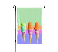 Drapeau de jardin de bienvenue pour l'extérieur - 71,1 x 101,6 cm - Double face - Résistant aux intempéries - Motif crème glacée arc-en-ciel - Pour ferme, extérieur, pelouse, terrasse