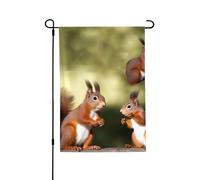 Drapeau de jardin de bienvenue pour l'extérieur - 71,1 x 101,6 cm - Double face résistant aux intempéries - Écureuils mignons - Drapeaux verticaux pour ferme, extérieur, pelouse, terrasse