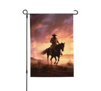 Drapeau de jardin de bienvenue pour l'extérieur - 71,1 x 101,6 cm - Double face résistant aux intempéries - Drapeau vertical cowboy West pour ferme, extérieur, pelouse, terrasse