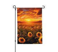 Drapeau de jardin de bienvenue pour l'extérieur - 71,1 x 101,6 cm - Double face - Résistant aux intempéries - Pour maison, champ de tournesol, coucher de soleil, mer de fleurs - Drapeaux verticaux