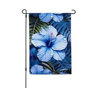 Drapeau de jardin de bienvenue pour l'extérieur - 71,1 x 101,6 cm - Double face résistant aux intempéries - Fleur bleue - Drapeaux verticaux tropicaux pour ferme, extérieur, pelouse, terrasse