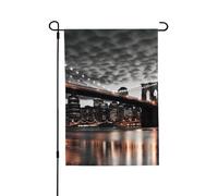 Drapeau de jardin de bienvenue pour l'extérieur - 71,1 x 101,6 cm - Double face - Résistant aux intempéries - Pont de Brooklyn - Drapeau vertical pour ferme, extérieur, pelouse, terrasse