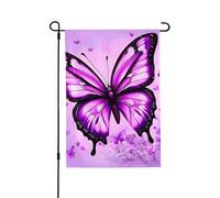 Drapeau de jardin de bienvenue pour l'extérieur - 71,1 x 101,6 cm - Double face - Résistant aux intempéries - Papillon violet - Drapeaux verticaux pour ferme, extérieur, pelouse, terrasse