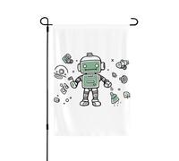 Drapeau de jardin de bienvenue pour l'extérieur - 71,1 x 101,6 cm - Double face - Résistant aux intempéries - Robot - Drapeaux verticaux pour ferme, extérieur, pelouse, terrasse