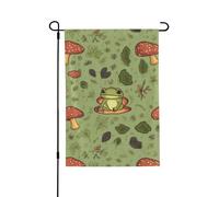 Drapeau de jardin de bienvenue pour l'extérieur - 71,1 x 101,6 cm - Double face - Résistant aux intempéries - Grenouilles et champignons - Drapeaux verticaux pour ferme, extérieur, pelouse, terrasse