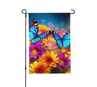 Drapeau de jardin de bienvenue pour l'extérieur - 71,1 x 101,6 cm - Double face résistant aux intempéries - Drapeau vertical coloré - Papillon et fleur - Pour ferme, extérieur, pelouse, terrasse