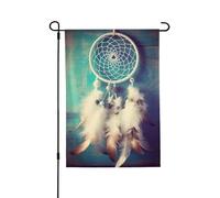 Drapeau de jardin de bienvenue pour l'extérieur - 71,1 x 101,6 cm - Double face résistant aux intempéries - Attrape-rêves blanc - Drapeaux verticaux à plumes pour ferme, extérieur, pelouse, terrasse