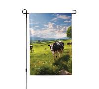 Drapeau de jardin de bienvenue pour l'extérieur - 71,1 x 101,6 cm - Double face - Résistant aux intempéries - Vaches pâturant - Drapeaux verticaux pour ferme, extérieur, pelouse, terrasse