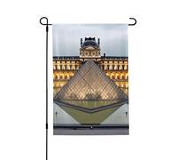 Drapeau de jardin de bienvenue pour l'extérieur - 71,1 x 101,6 cm - Double face résistant aux intempéries - Drapeau vertical pour maison, musée du Louvre à Paris - Pour ferme, extérieur, pelouse