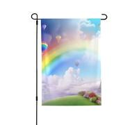 Drapeau de jardin de bienvenue pour l'extérieur - 71,1 x 101,6 cm - Double face résistant aux intempéries - Drapeau vertical arc-en-ciel de rêve pour ferme, extérieur, pelouse, terrasse