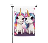 Drapeau de jardin de bienvenue pour l'extérieur - 71,1 x 101,6 cm - Double face résistant aux intempéries - Cheval mignon - Drapeau vertical pour ferme, extérieur, pelouse, terrasse