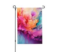 Drapeau de jardin de bienvenue pour l'extérieur - 71,1 x 101,6 cm - Double face - Résistant aux intempéries - Peinture à l'aquarelle colorée - Drapeaux verticaux pour ferme, extérieur, pelouse