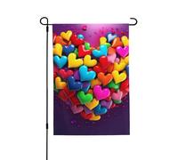 Drapeau de jardin de bienvenue pour l'extérieur - 71,1 x 101,6 cm - Double face résistant aux intempéries - Drapeau vertical coloré en forme de cœur pour ferme, extérieur, pelouse, terrasse