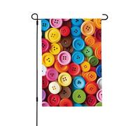 Drapeau de jardin de bienvenue pour l'extérieur - 71,1 x 101,6 cm - Double face résistant aux intempéries - Boutons colorés - Drapeaux verticaux pour ferme, extérieur, pelouse, terrasse