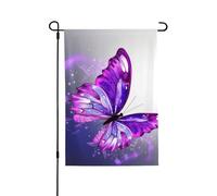 Drapeau de jardin de bienvenue pour l'extérieur - 71,1 x 101,6 cm - Double face - Résistant aux intempéries - Papillon violet - Drapeaux verticaux pour ferme, extérieur, pelouse, terrasse