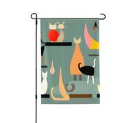 Drapeau de jardin de bienvenue pour l'extérieur - 71,1 x 101,6 cm - Double face - Résistant aux intempéries - Art moderne - Motif chats - Pour ferme, extérieur, pelouse, terrasse