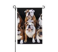 Drapeau de jardin de bienvenue pour l'extérieur - 71,1 x 101,6 cm - Double face - Résistant aux intempéries - Bulldog anglais - Drapeaux verticaux pour ferme, extérieur, pelouse, terrasse