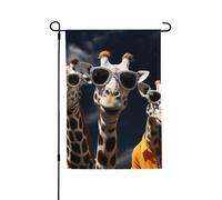 Drapeau de jardin de bienvenue pour l'extérieur - 71,1 x 101,6 cm - Double face résistant aux intempéries - Trois girafes portant des lunettes de soleil - Drapeaux verticaux pour ferme, extérieur