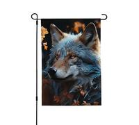 Drapeau de jardin de bienvenue pour l'extérieur - 71,1 x 101,6 cm - Double face résistant aux intempéries - Feuilles d'automne et loup - Drapeaux verticaux pour ferme, extérieur, pelouse, terrasse