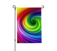 Drapeau de jardin de bienvenue pour l'extérieur - 71,1 x 101,6 cm - Double face résistant aux intempéries - Drapeau vertical en spirale arc-en-ciel pour ferme, extérieur, pelouse, terrasse