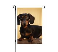 Drapeau de jardin de bienvenue pour l'extérieur - 71,1 x 101,6 cm - Double face résistant aux intempéries - Joli teckel vertical pour ferme, extérieur, pelouse, terrasse