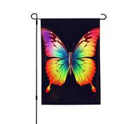 Drapeau de jardin de bienvenue pour l'extérieur - 71,1 x 101,6 cm - Double face - Résistant aux intempéries - Papillon arc-en-ciel - Drapeaux verticaux pour ferme, extérieur, pelouse, terrasse