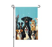Drapeau de jardin de bienvenue pour l'extérieur - 71,1 x 101,6 cm - Double face résistant aux intempéries - Un grand groupe de chiens - Drapeaux verticaux pour ferme, extérieur, pelouse, terrasse