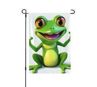 Drapeau de jardin de bienvenue pour l'extérieur - 71,1 x 101,6 cm - Double face résistant aux intempéries - Grenouille verte - Drapeau vertical pour ferme, extérieur, pelouse, terrasse