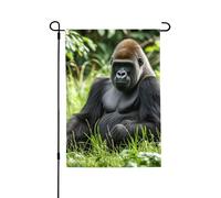 Drapeau de jardin de bienvenue pour l'extérieur - 71,1 x 101,6 cm - Double face - Résistant aux intempéries - Drapeau vertical de gorille dans l'herbe - Pour ferme, extérieur, pelouse, terrasse