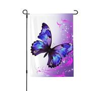 Drapeau de jardin de bienvenue pour l'extérieur - 71,1 x 101,6 cm - Double face - Résistant aux intempéries - Papillon violet - Drapeaux verticaux pour ferme, extérieur, pelouse, terrasse