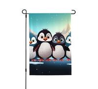 Drapeau de jardin de bienvenue pour l'extérieur - 71,1 x 101,6 cm - Double face - Résistant aux intempéries - Cinq pingouins mignons - Drapeaux verticaux pour ferme, extérieur, pelouse, terrasse